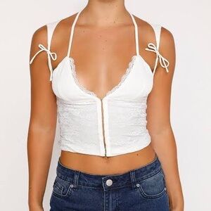 Tiger Mist Campbell White Lace Top